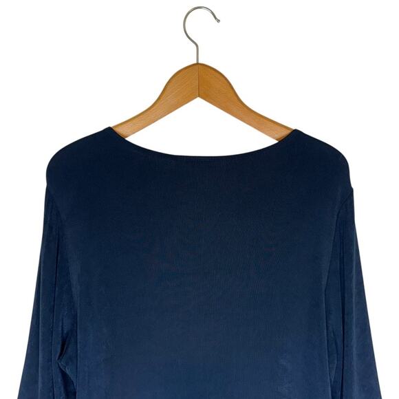 Travelers by Chico's Women's Studded Tunic Top Size 2 / L Navy Blue Acetate - Picture 4 of 8